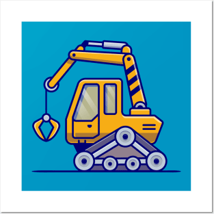 Tractor Vehicle Cartoon Illustration Posters and Art